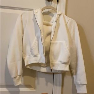 White cropped zip up